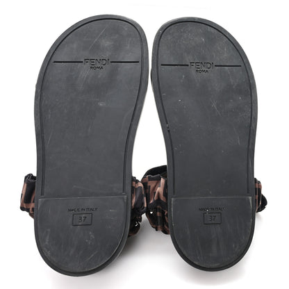 Fendi Satin FF Ruched Sandals 37 Tobacco Black 6 of 8