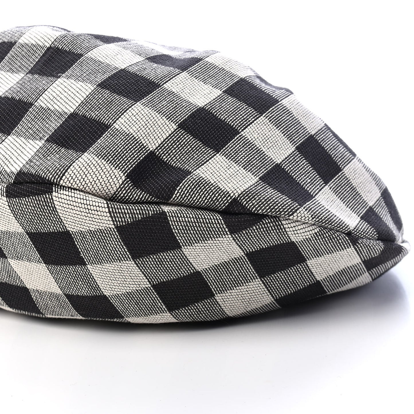 Canvas Check Top Handle Bag Black White