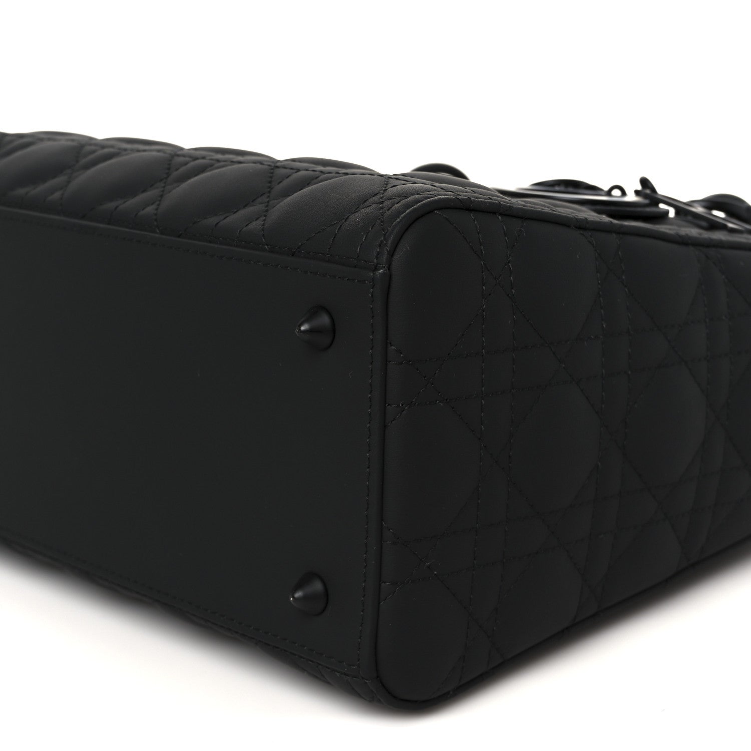 Christian Dior Ultra Matte Calfskin Cannage Medium Lady Dior Black