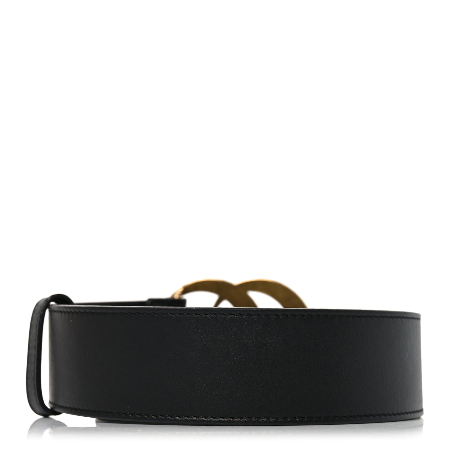 Moon Calfskin Pearl Double G 40mm Belt 80 32 Black Cream