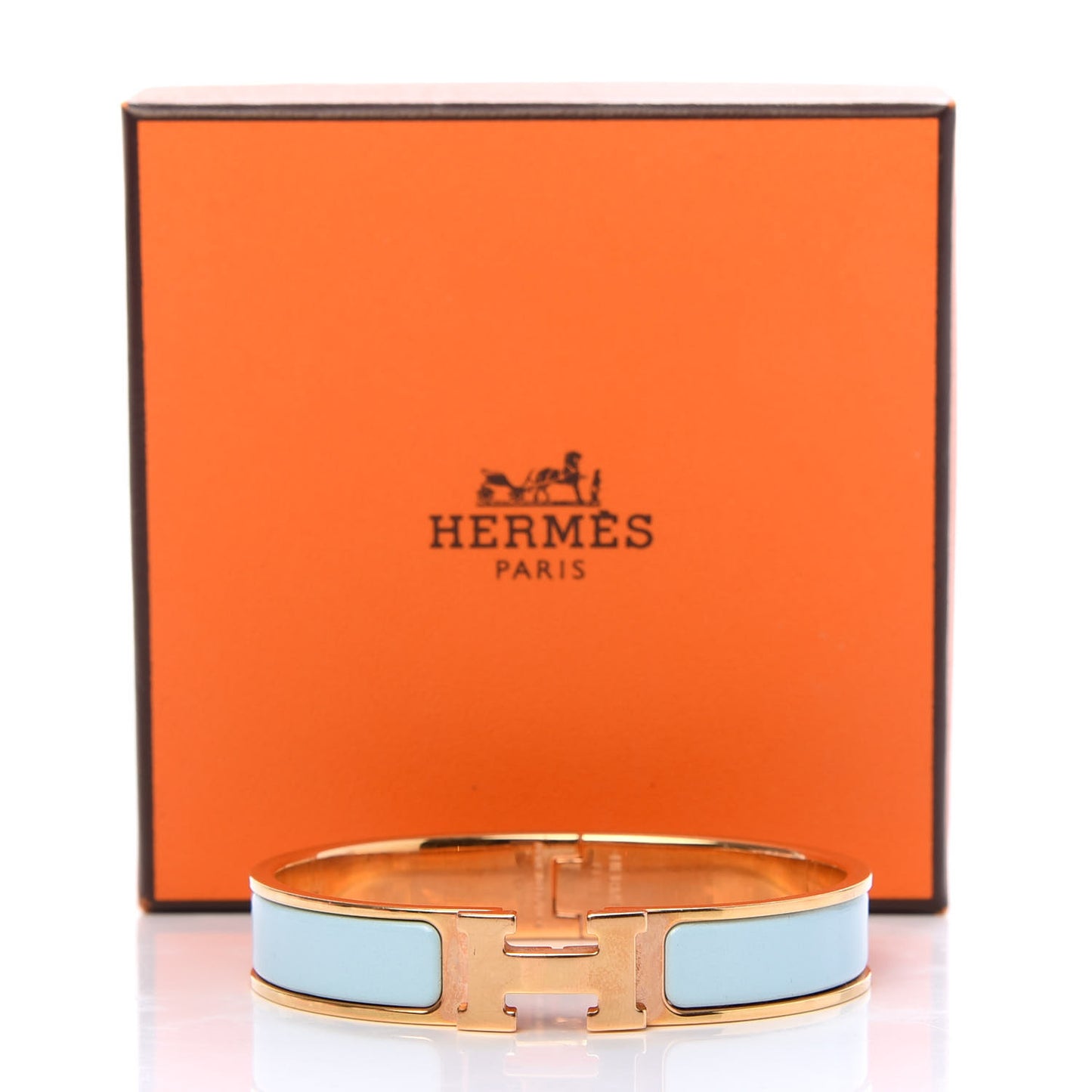 Enamel Narrow Clic Clac H Bracelet GM Bleu Glacier