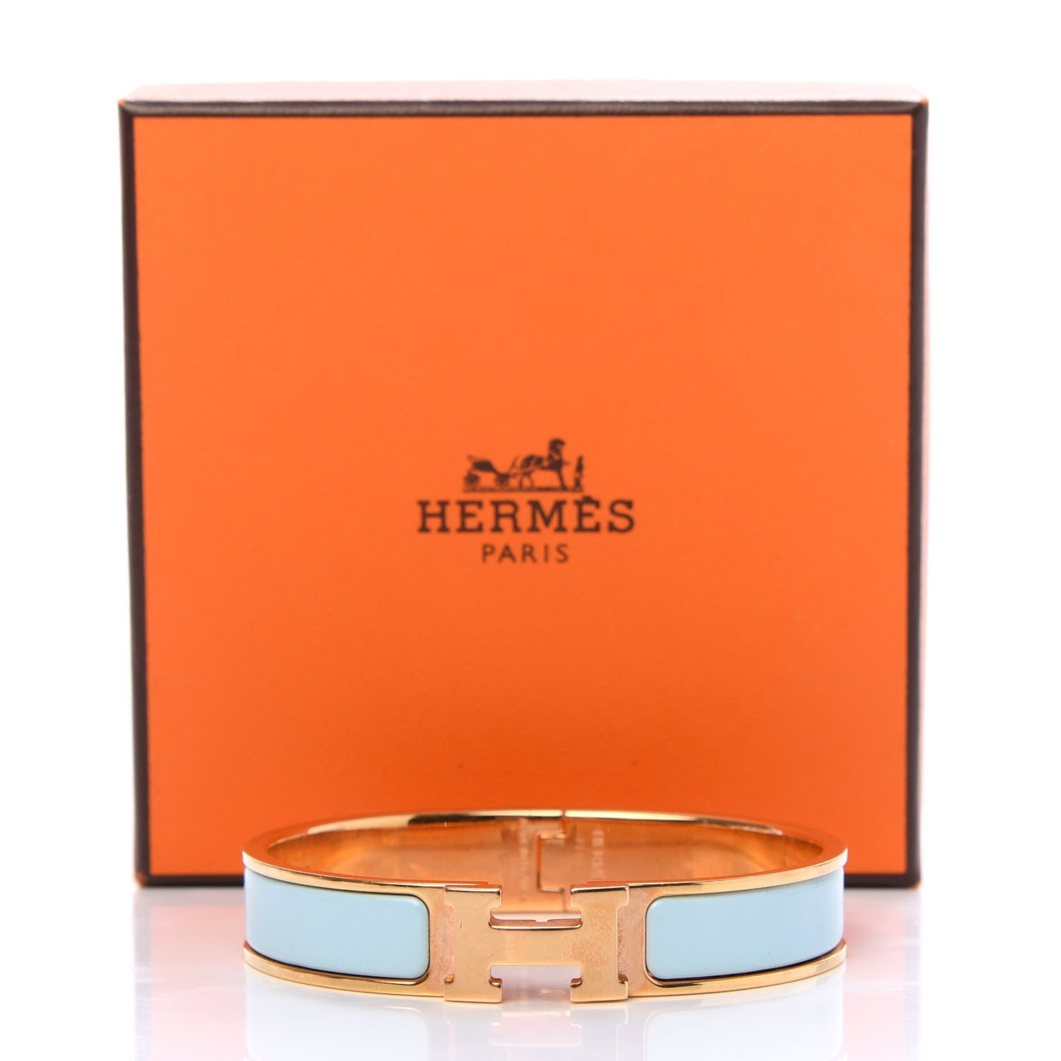 Hermes Enamel Narrow Clic Clac H Bracelet GM Bleu Glacier 5 of 5