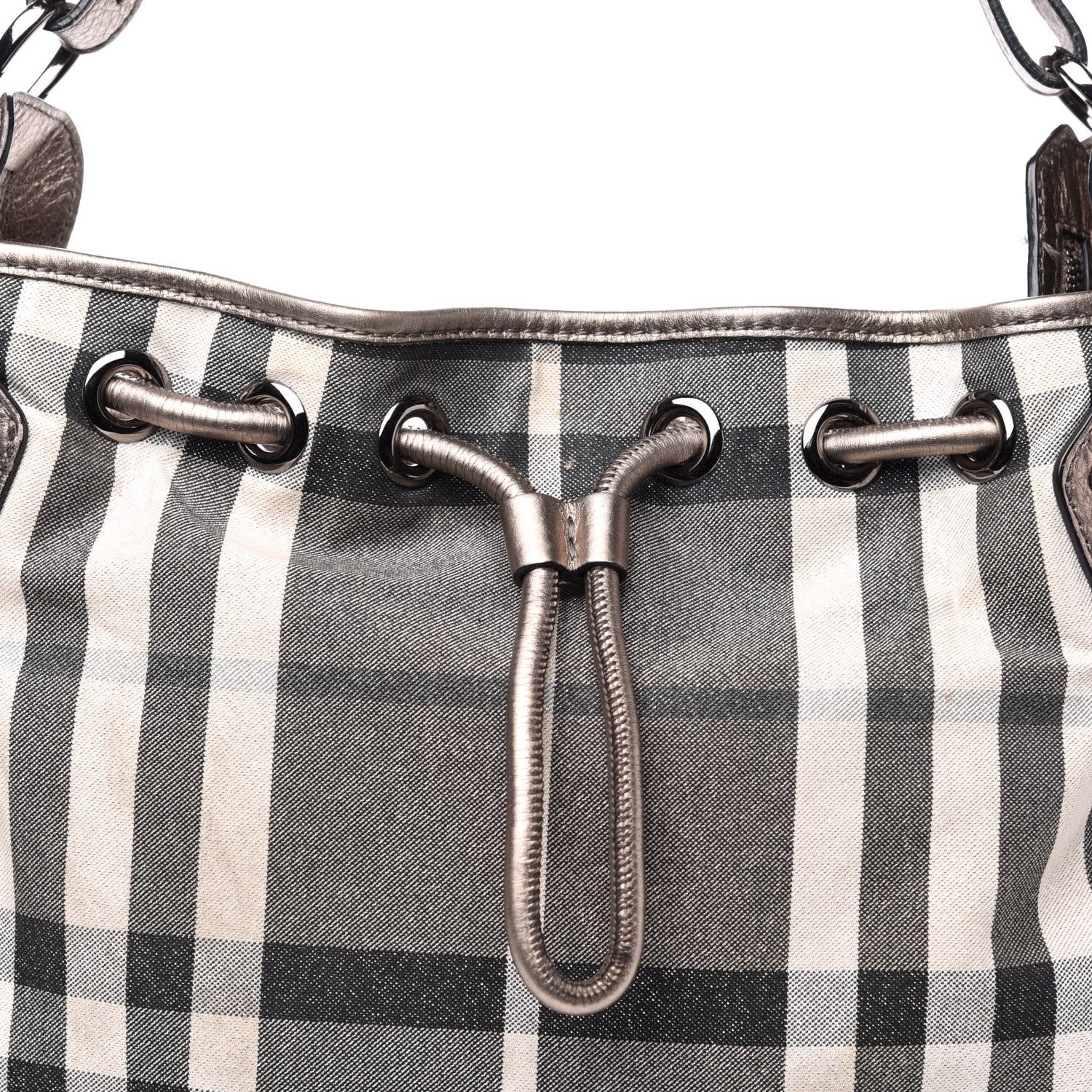 Burberry Metallic Calfskin House Check Hobo Pewter 13 of 13
