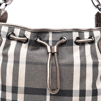 Burberry Metallic Calfskin House Check Hobo Pewter 13 of 13