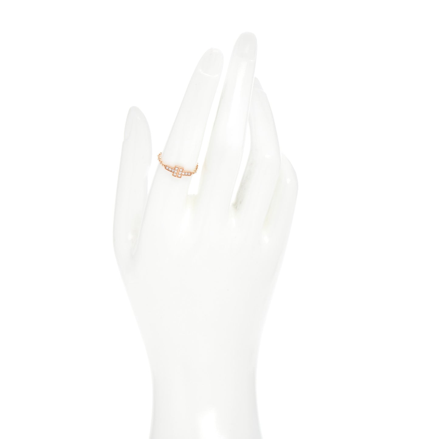 18K Rose Gold Diamond T Chain Ring 53 6.5