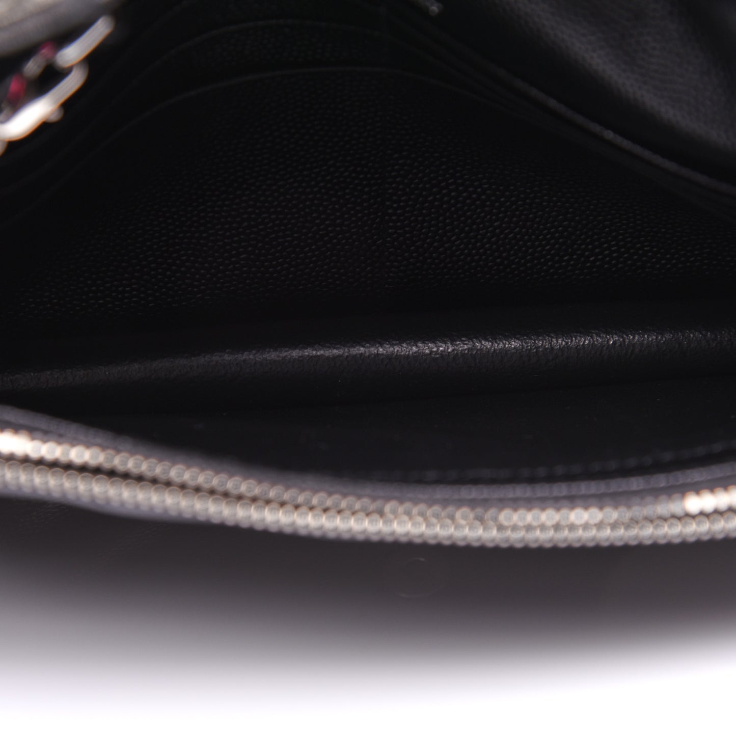 Grain De Poudre Matelasse Chevron Monogram Envelope Chain Wallet Black