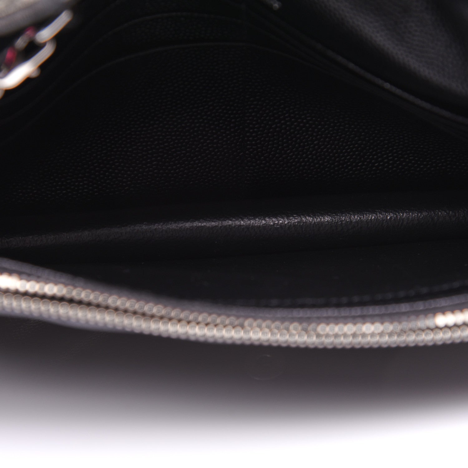 Saint Laurent Grain De Poudre Matelasse Chevron Monogram Envelope Chain Wallet Black 5 of 12