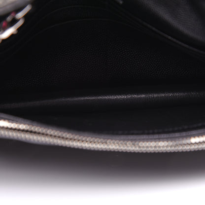 Saint Laurent Grain De Poudre Matelasse Chevron Monogram Envelope Chain Wallet Black 5 of 12