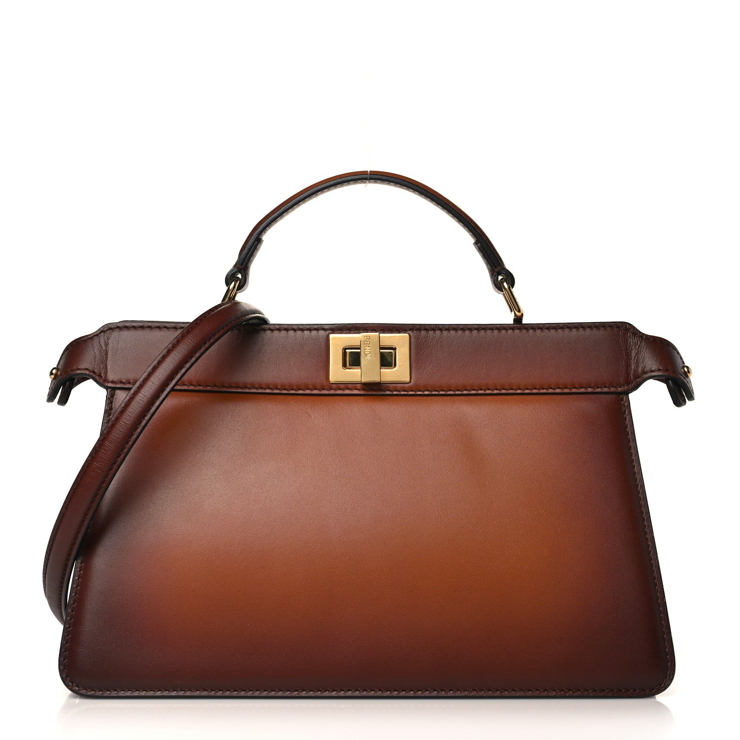 Fendi Vitello King Tamponato Medium Peekaboo I SEE U East West Satchel Cuoio 1 of 10