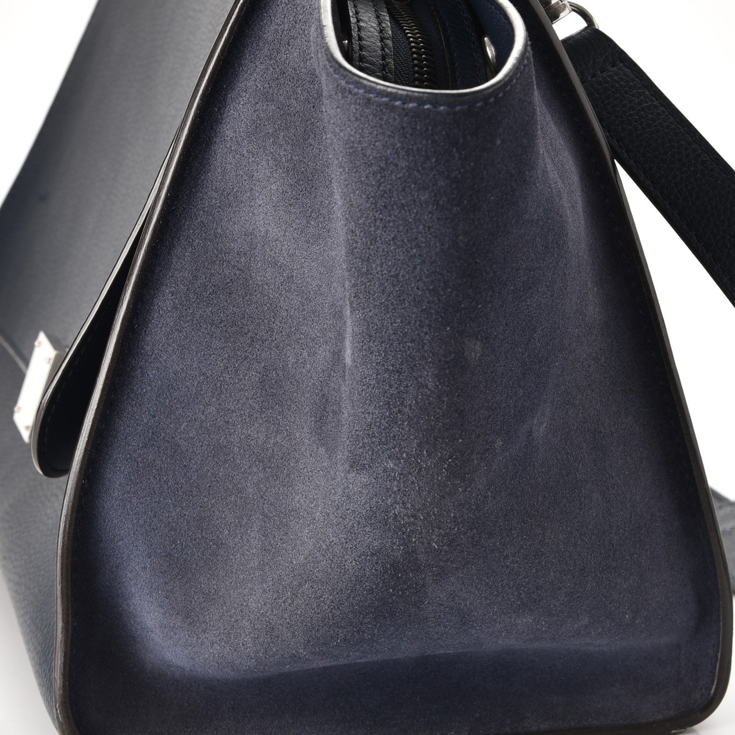 Celine Drummed Calfskin Suede Medium Trapeze Navy 13 of 15