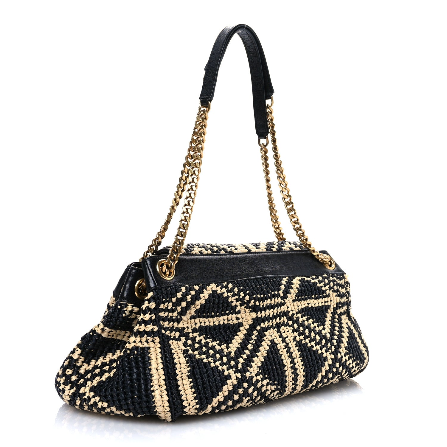 Saint Laurent Raffia Calfskin Medium Nolita Shoulder Bag Natural Black 5 of 11