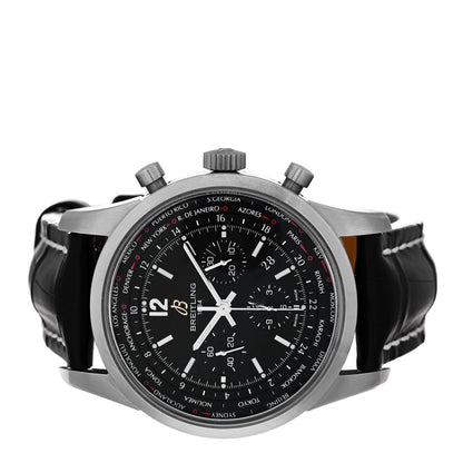 Breitling Stainless Steel Alligator 46mm Transocean Unitime Pilot Chronograph Automatic Watch Black AB0510U9/C879 2 of 4