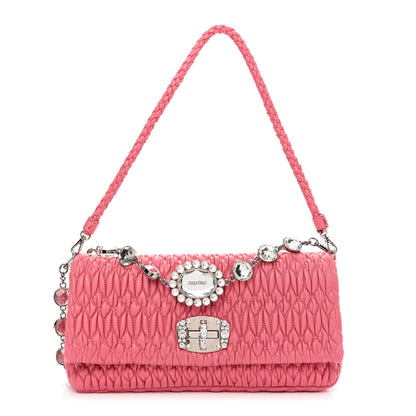 Miu Miu Nappa Matelasse Crystal Flap Clutch Geranio 1 of 10