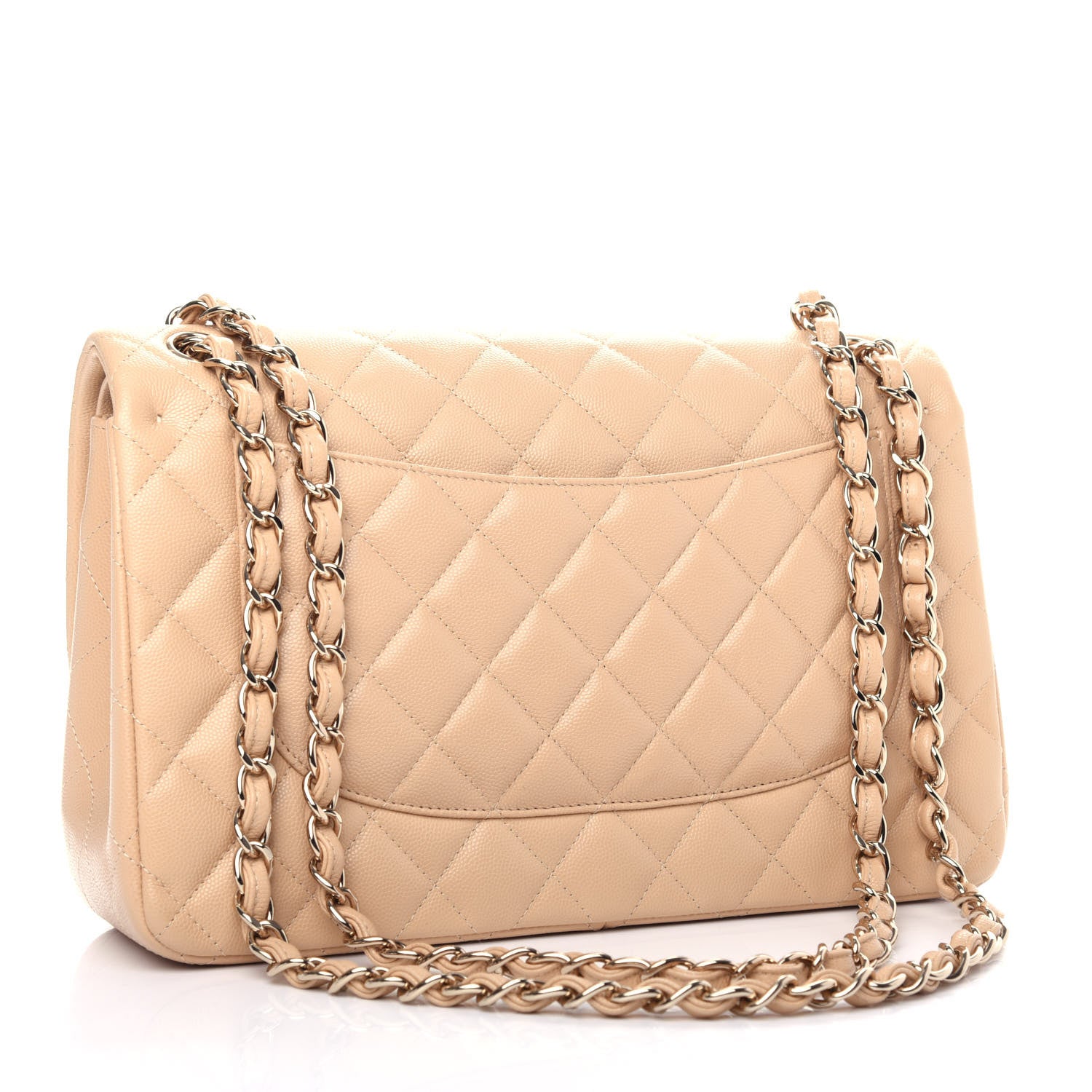Chanel Caviar Quilted Jumbo Double Flap Light Beige 3 of 10