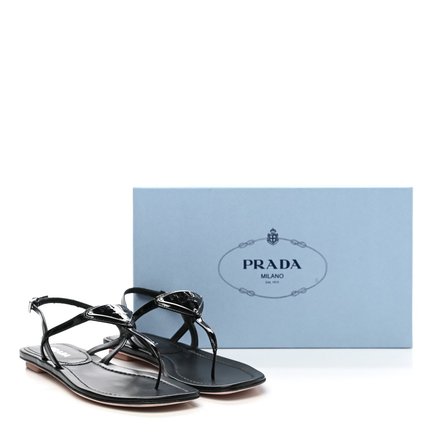 Vernice Metal Triangle Logo Slingback Flat Thong Sandals 38.5 Black