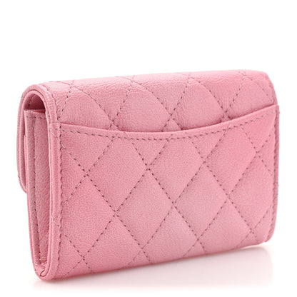 Chanel Cloudy Pearly Goatskin Quilted Flap Card Holder Wallet Pink 3 of 9