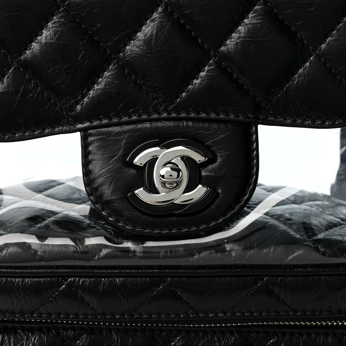 Crumpled Calfskin PVC Quilted Backpack Black
