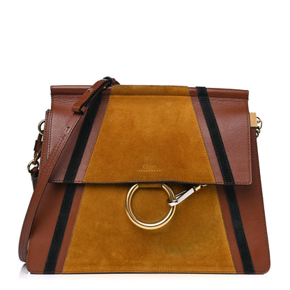 Chloe Suede Calfskin Patchwork Medium Faye Shoulder Bag Tobacco 1 of 10