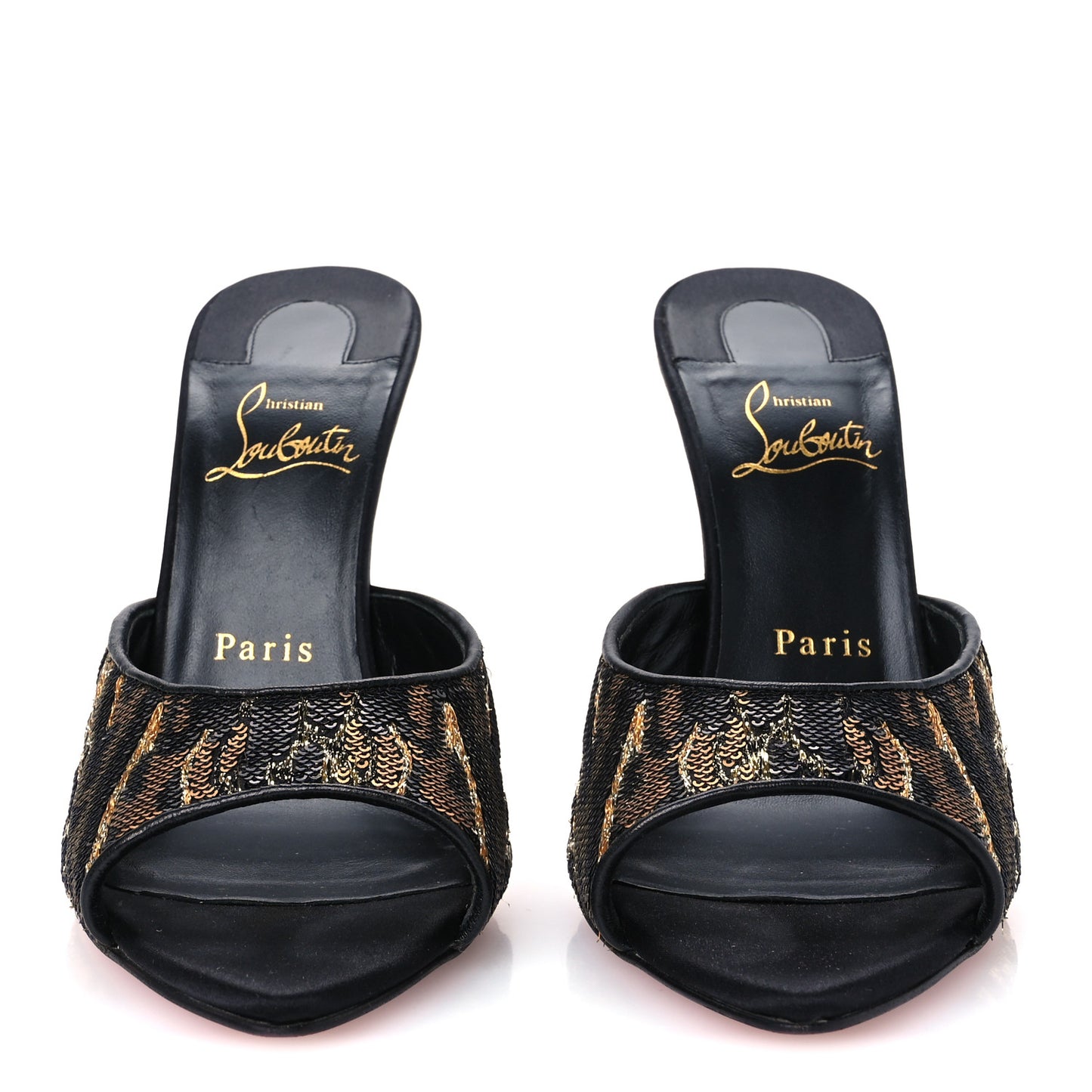 Satin Sequin Miss Z Ocelot 100 Mule 38 Black Multicolor