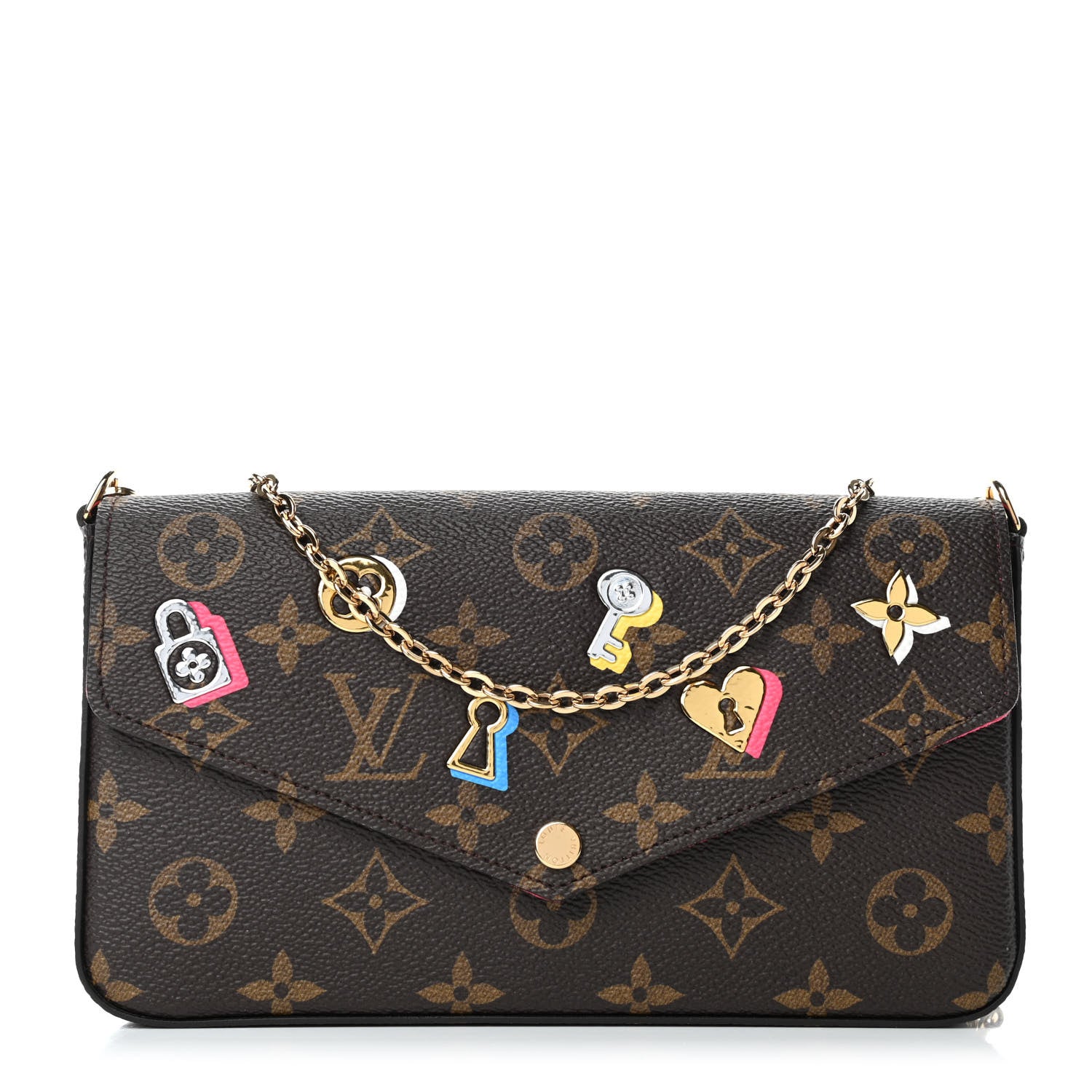 Louis Vuitton Monogram LV Love Lock Pochette Felicie Chain Wallet 1 of 5