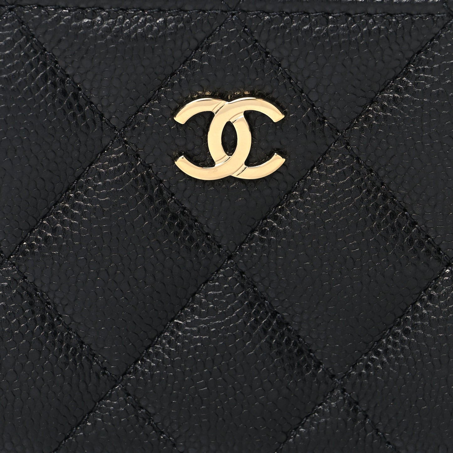 Caviar Quilted Zipped Key Holder Case Black
