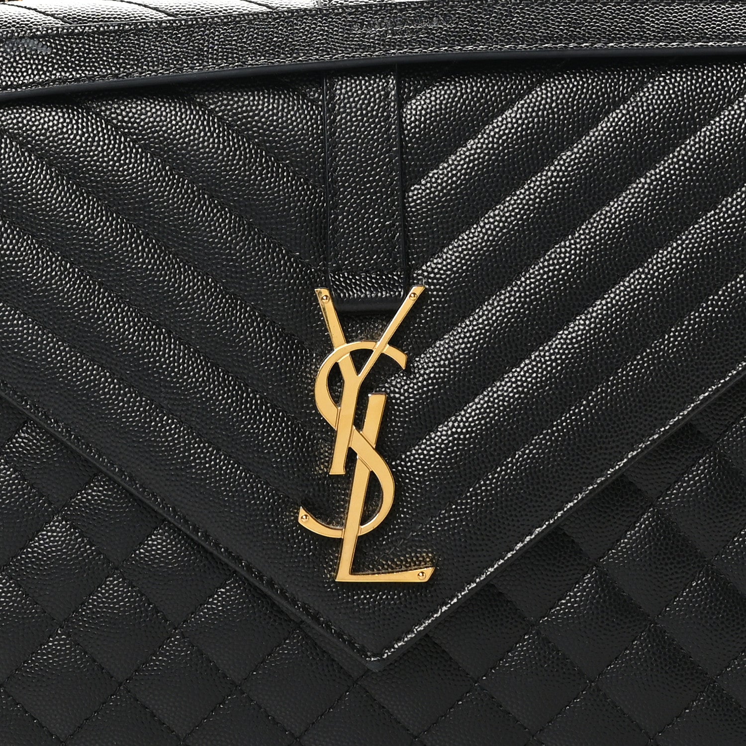 Saint Laurent Grain De Poudre Textured Mixed Matelasse Large Triquilt Monogram Satchel Black 8 of 10