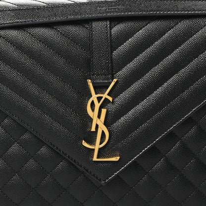Saint Laurent Grain De Poudre Textured Mixed Matelasse Large Triquilt Monogram Satchel Black 8 of 10