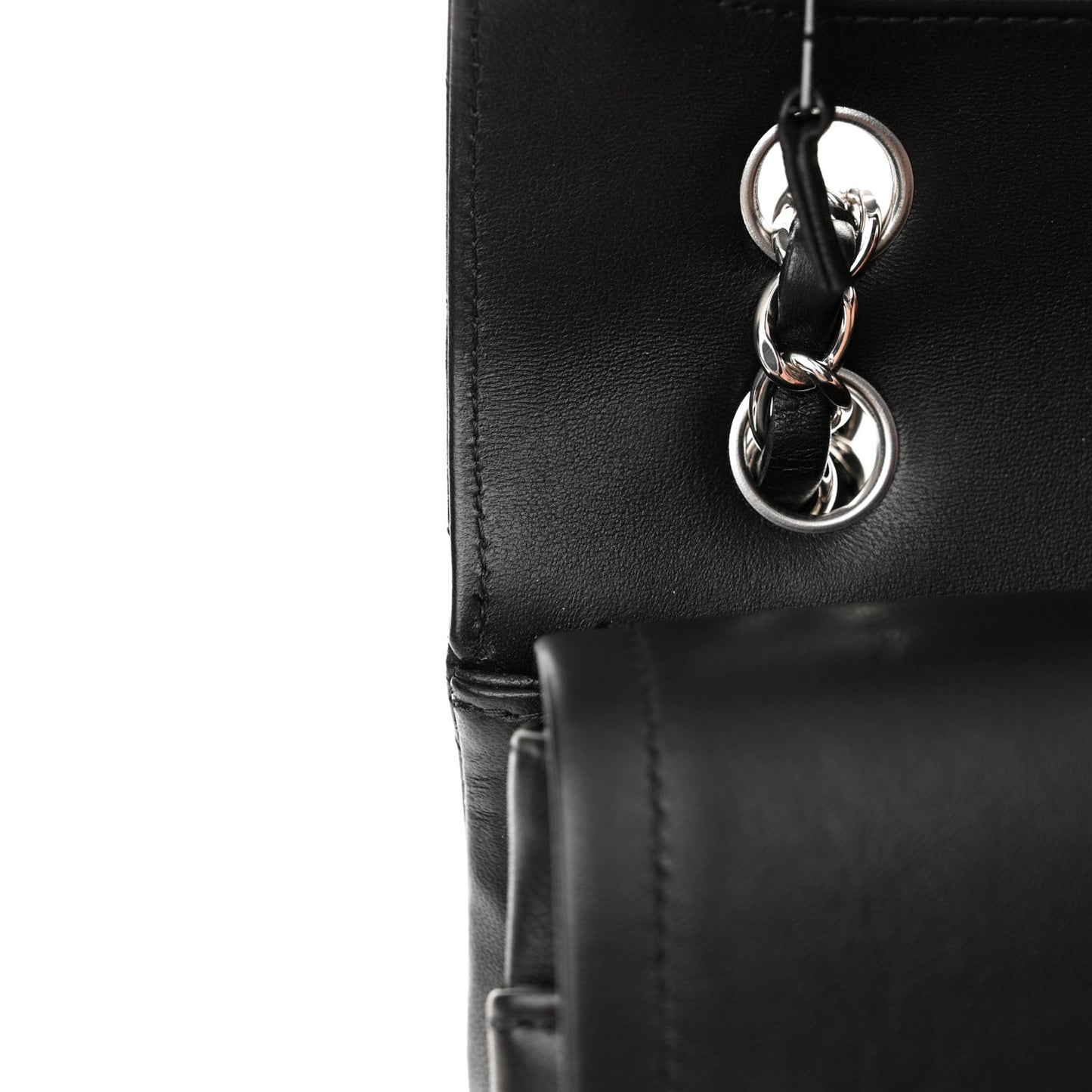 Lambskin Chevron Quilted Medium Double Flap Black