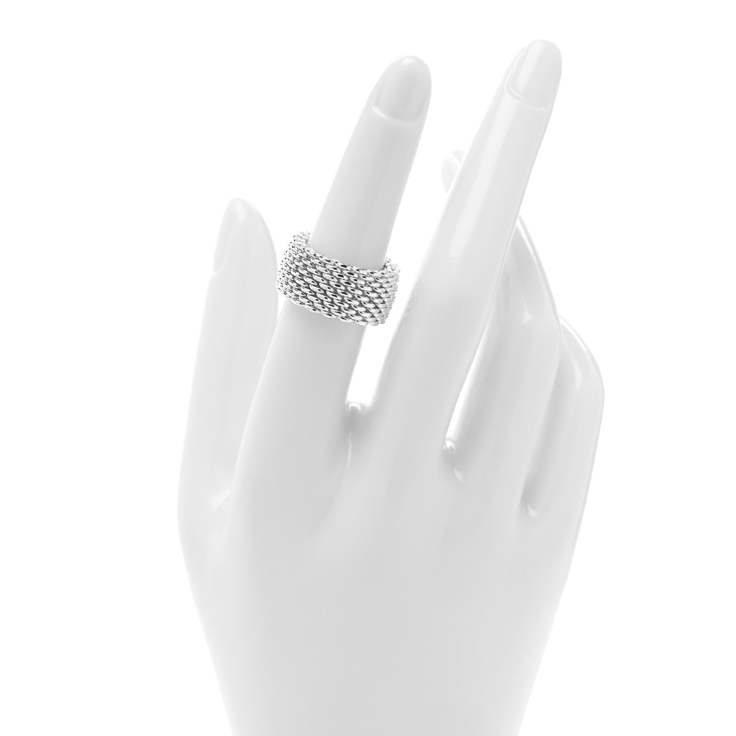 Tiffany Sterling Silver Somerset Mesh Ring 51 5.75 2 of 5
