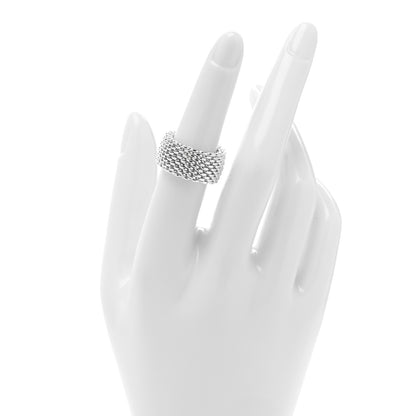 Tiffany Sterling Silver Somerset Mesh Ring 51 5.75 2 of 5