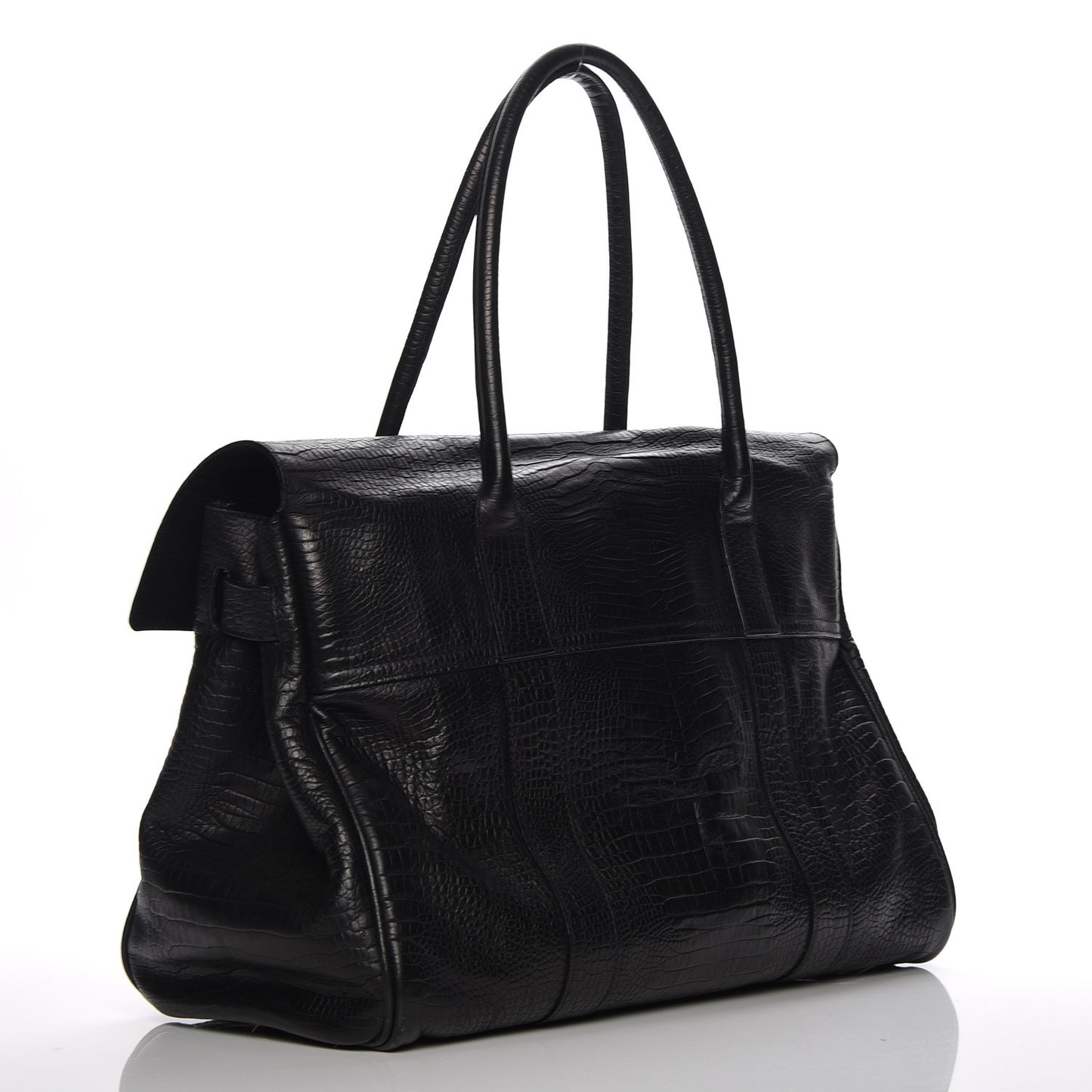 Crocodile Embossed Bayswater Satchel Black