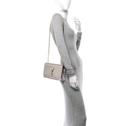 Saint Laurent Metallic Calfskin Medium Classic Monogram Kate Satchel Pale Gold 2 of 9