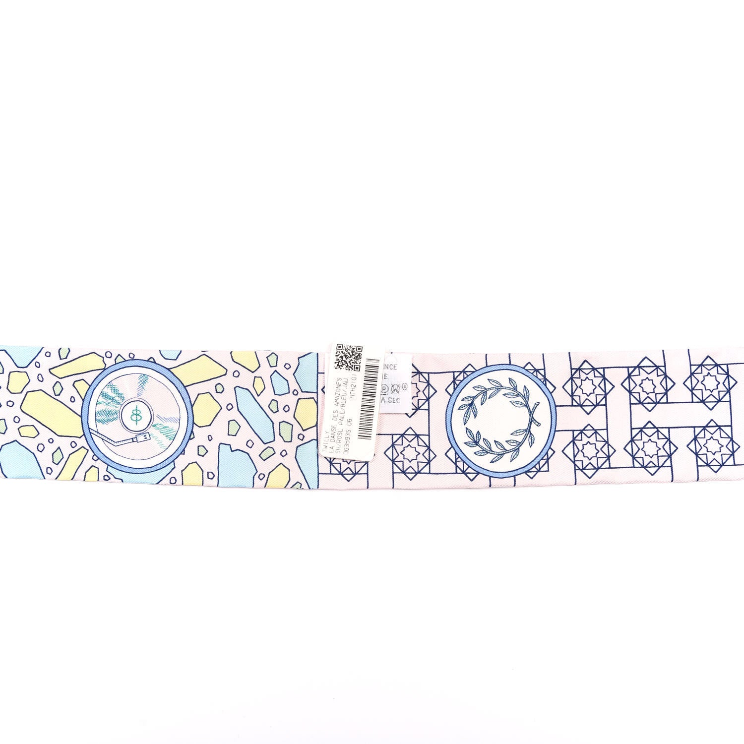 Hermes Silk La Danse Des Amazones Twilly Rose Pale Bleu Jaune 4 of 5