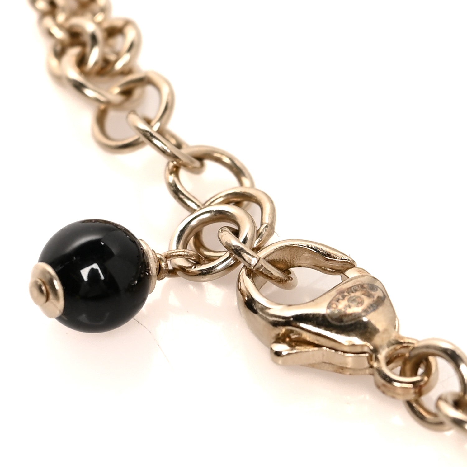 Chanel Crystal Enamel Pearl CC Bracelet Black Gold 4 of 5