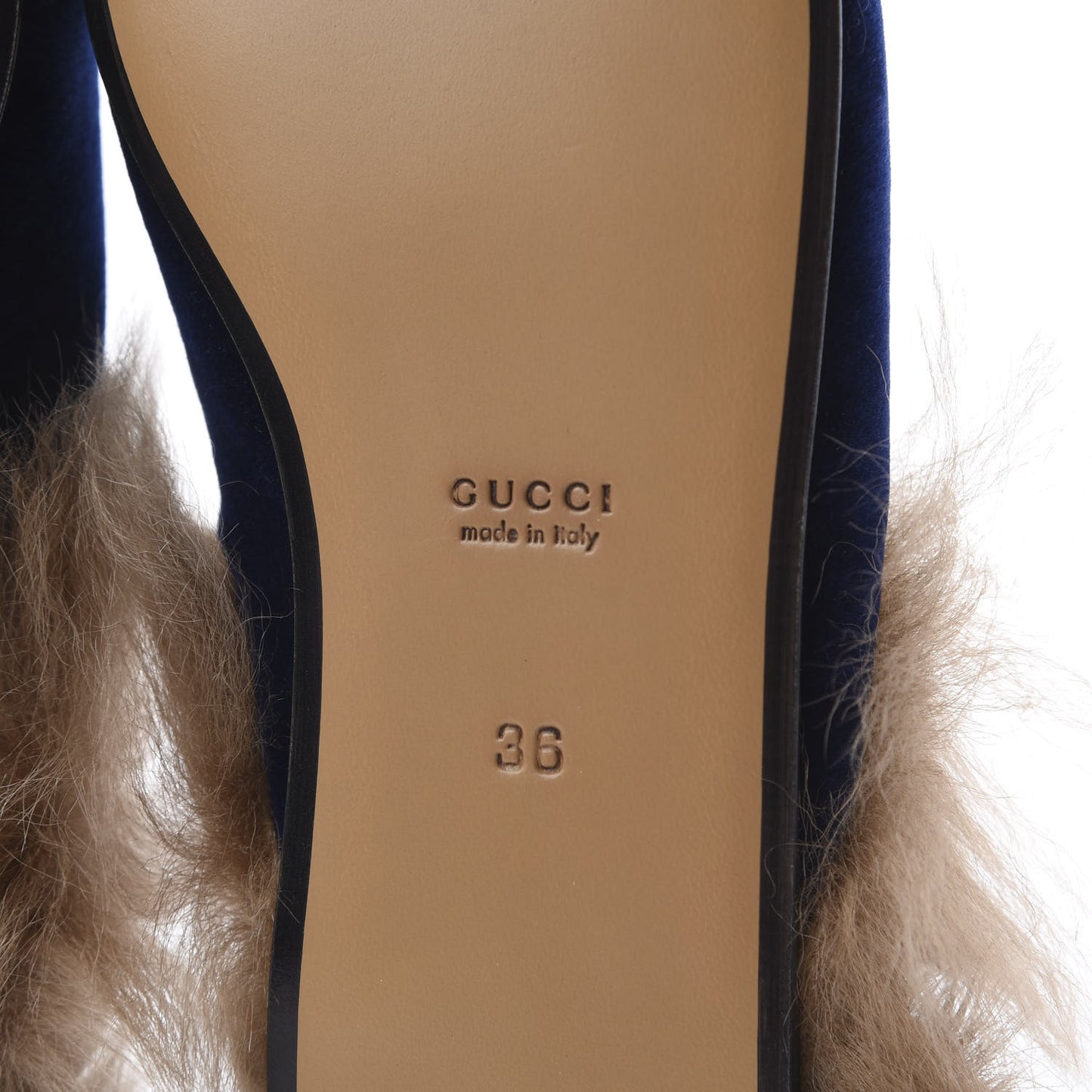 Velvet Fur Womens Princetown Slippers 36 Cobalt Blue