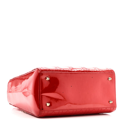 Christian Dior Patent Cannage Stitched Medium Lady Dior Red 4 of 11