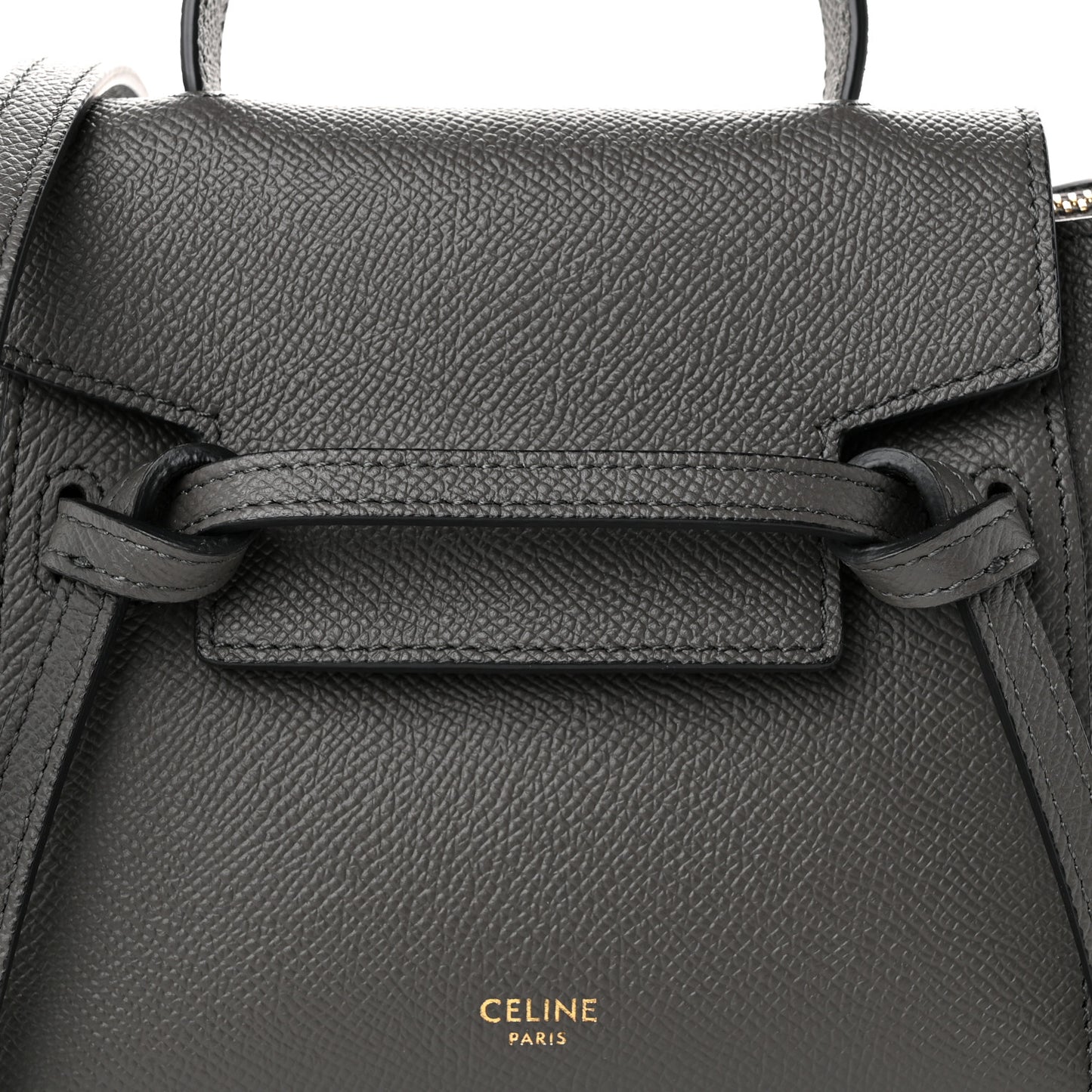 Grained Calfskin Nano Belt Bag Grey