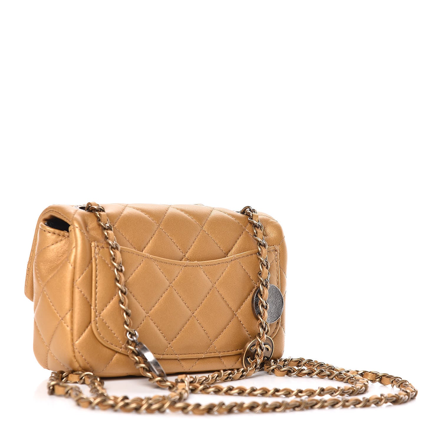 Chanel Metallic Lambskin Quilted Extra Mini Medallion Flap Gold 3 of 19