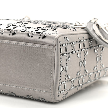 Christian Dior Satin Crystal Cannage Mini Lady Dior Gray 8 of 8