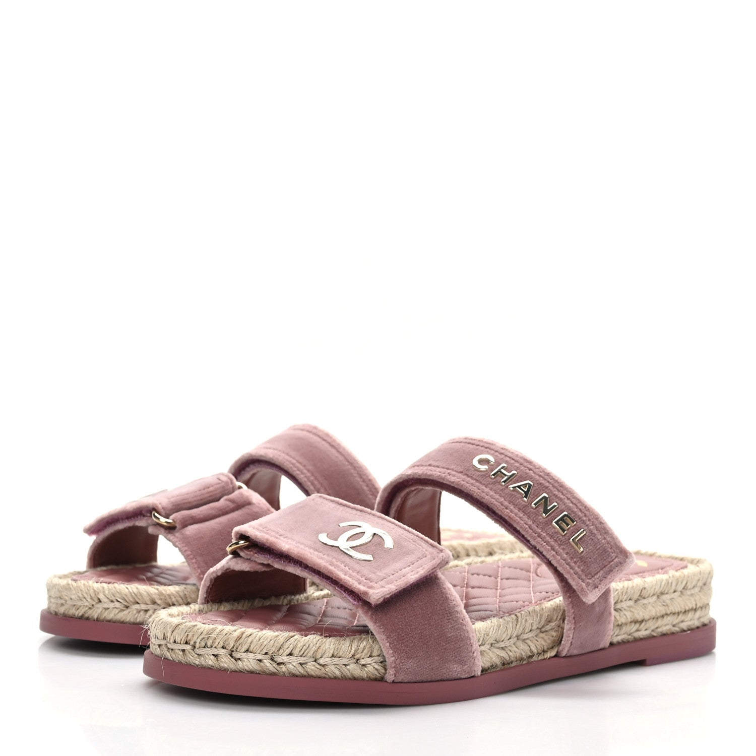 Chanel Velvet Elastic Flat Mules 38 Dark Pink 3 of 8