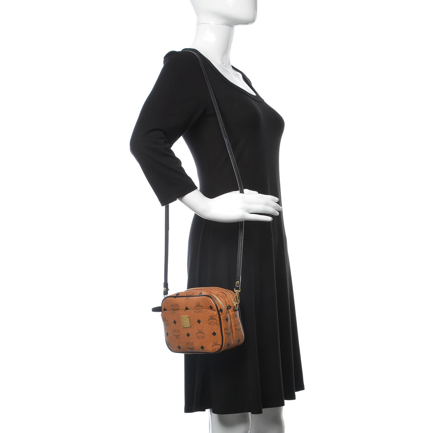 Visetos Mini Camera Crossbody Bag Cognac