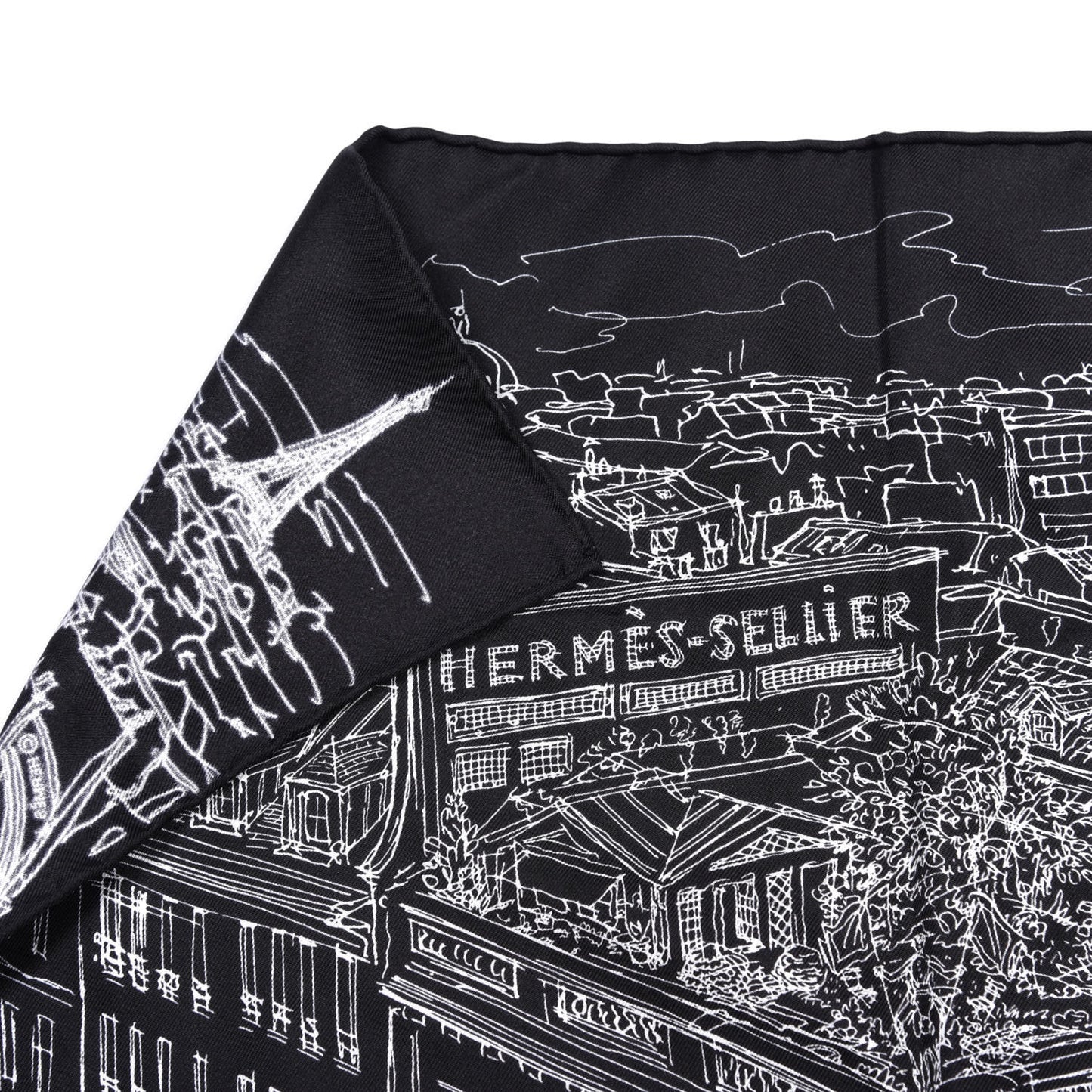 Silk Un Jardin Sur Le Toit Pocket Square Black White
