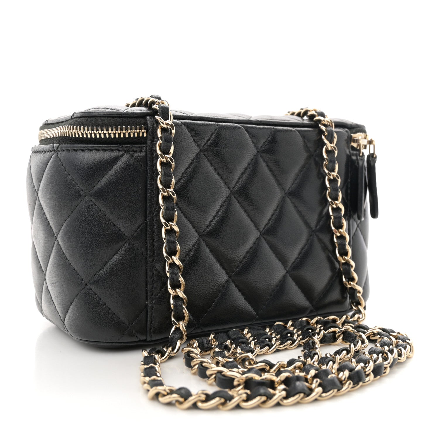 Chanel Lambskin Quilted Small Vanity Case With Chain Black 3 of 11