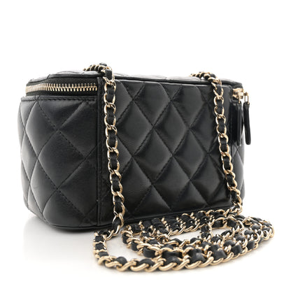 Chanel Lambskin Quilted Small Vanity Case With Chain Black 3 of 11
