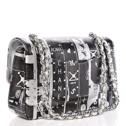 Chanel Lambskin Hand Painted Medium Double Flap Black Silver 3 of 12