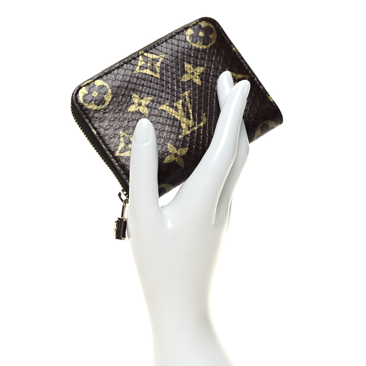 Louis Vuitton Snakeskin Monogram Zippy Padlock Coin Purse Brown 2 of 7