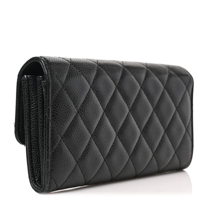 Chanel Caviar Quilted Large Gusset Flap Wallet Black 3 of 7