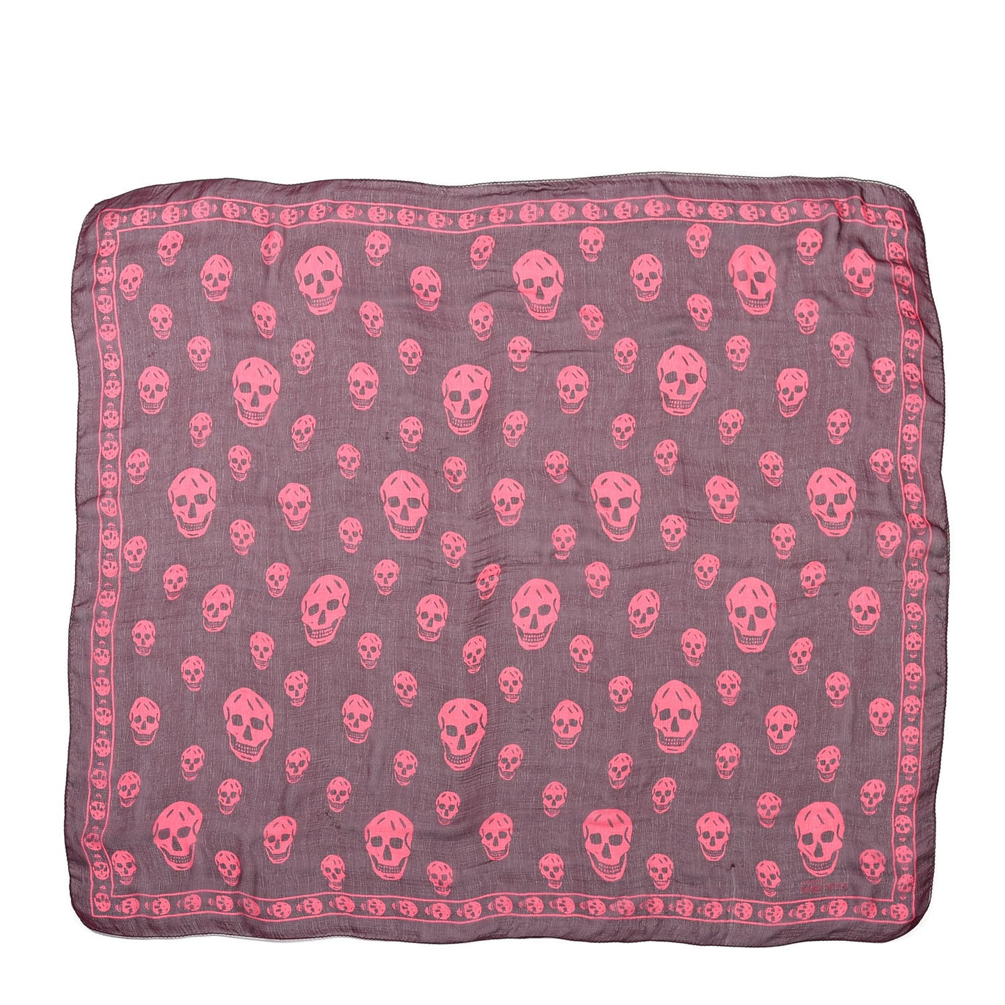 Silk Chiffon Skull Scarf Bordeaux