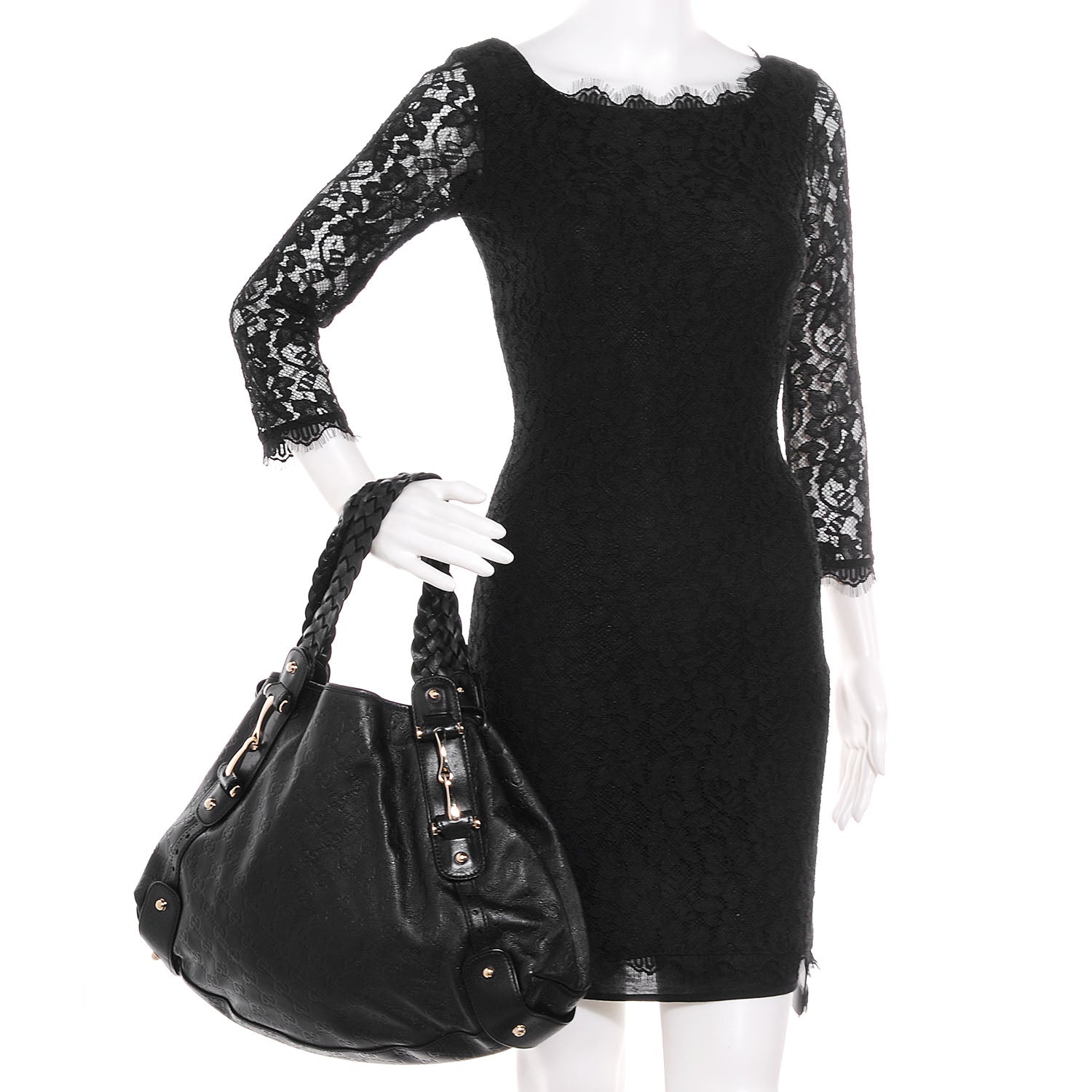 Gucci Guccissima Medium Pelham Shoulder Bag Black 2 of 7
