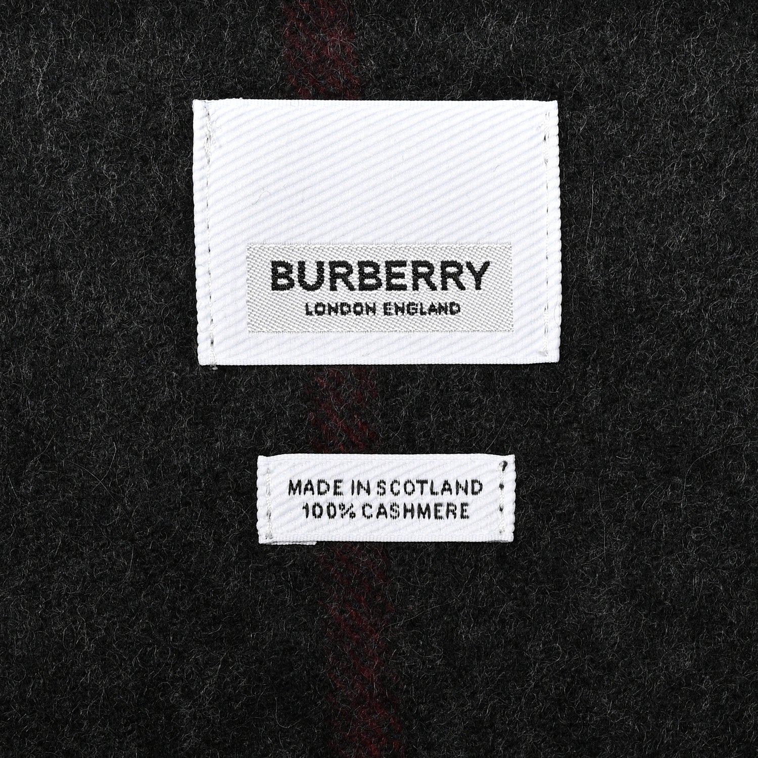 Burberry Cashmere Classic Check Fringe Scarf Charcoal 4 of 5